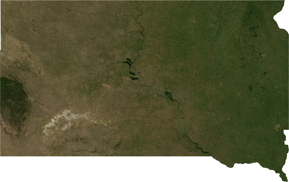 South Dakota, July 2004: NASA imagery clipped to the regional boundary