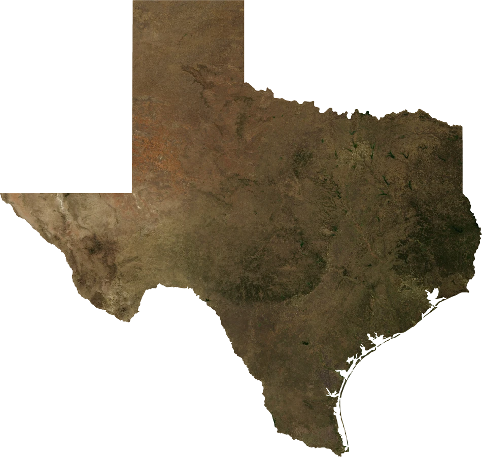 Texas, January 2004: NASA imagery clipped to the regional boundary