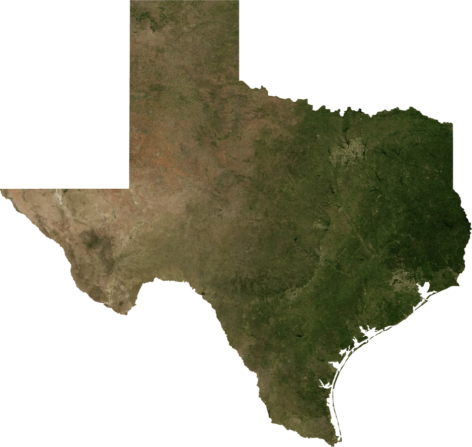 Texas, July 2004: NASA imagery clipped to the regional boundary