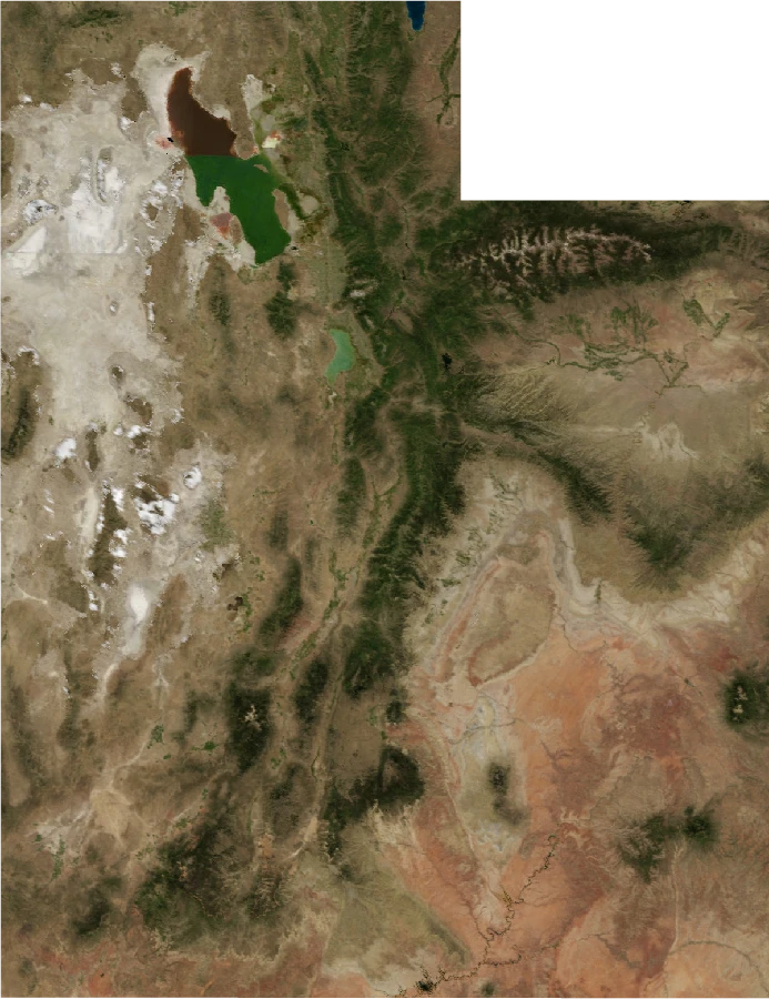 Utah, July 2004: NASA imagery clipped to the regional boundary
