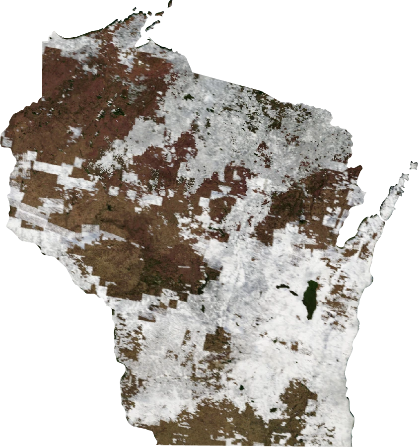 Wisconsin, January 2004: NASA imagery clipped to the regional boundary