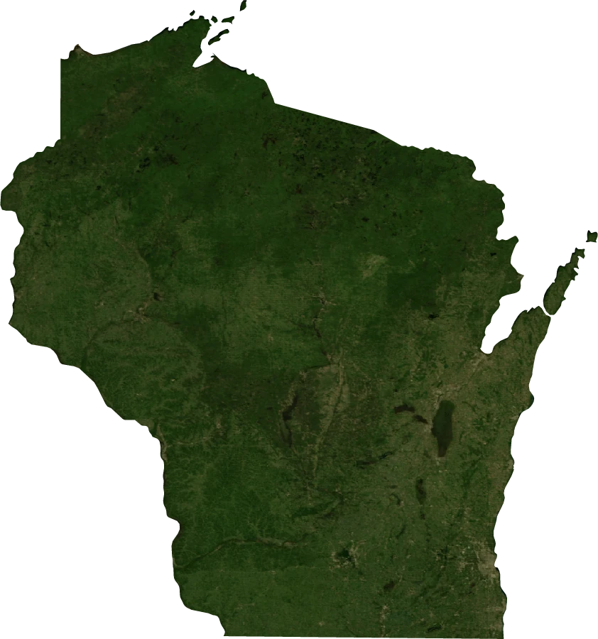 Wisconsin, July 2004: NASA imagery clipped to the regional boundary