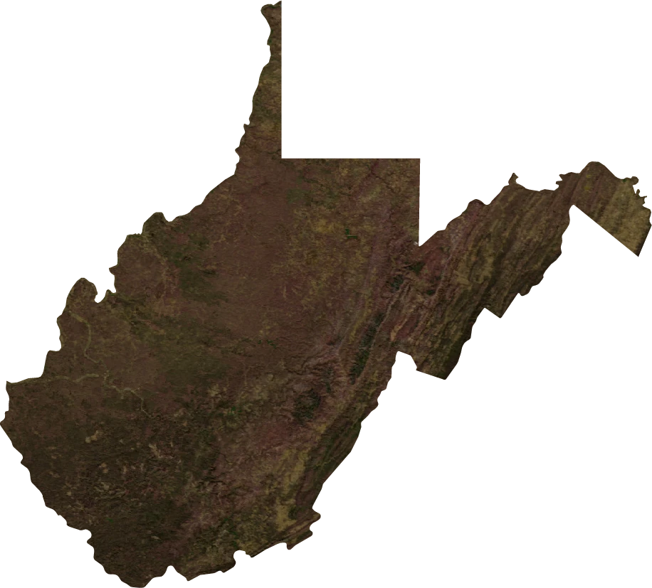 West Virginia, January 2004: NASA imagery clipped to the regional boundary