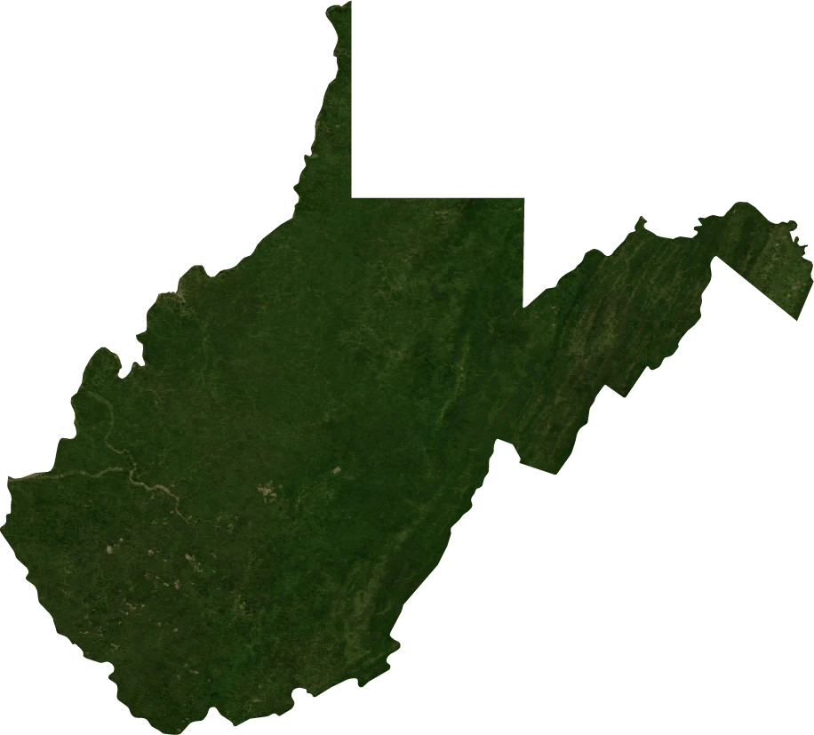 West Virginia, July 2004: NASA imagery clipped to the regional boundary