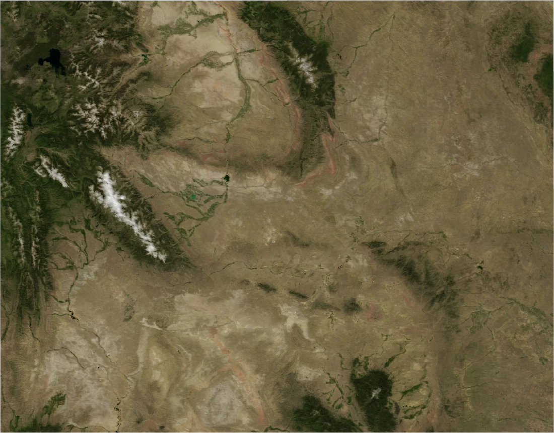 Wyoming, July 2004: NASA imagery clipped to the regional boundary