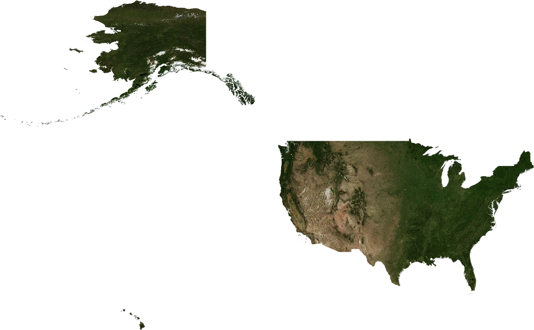 United States, July 2004: NASA imagery clipped to the regional boundary