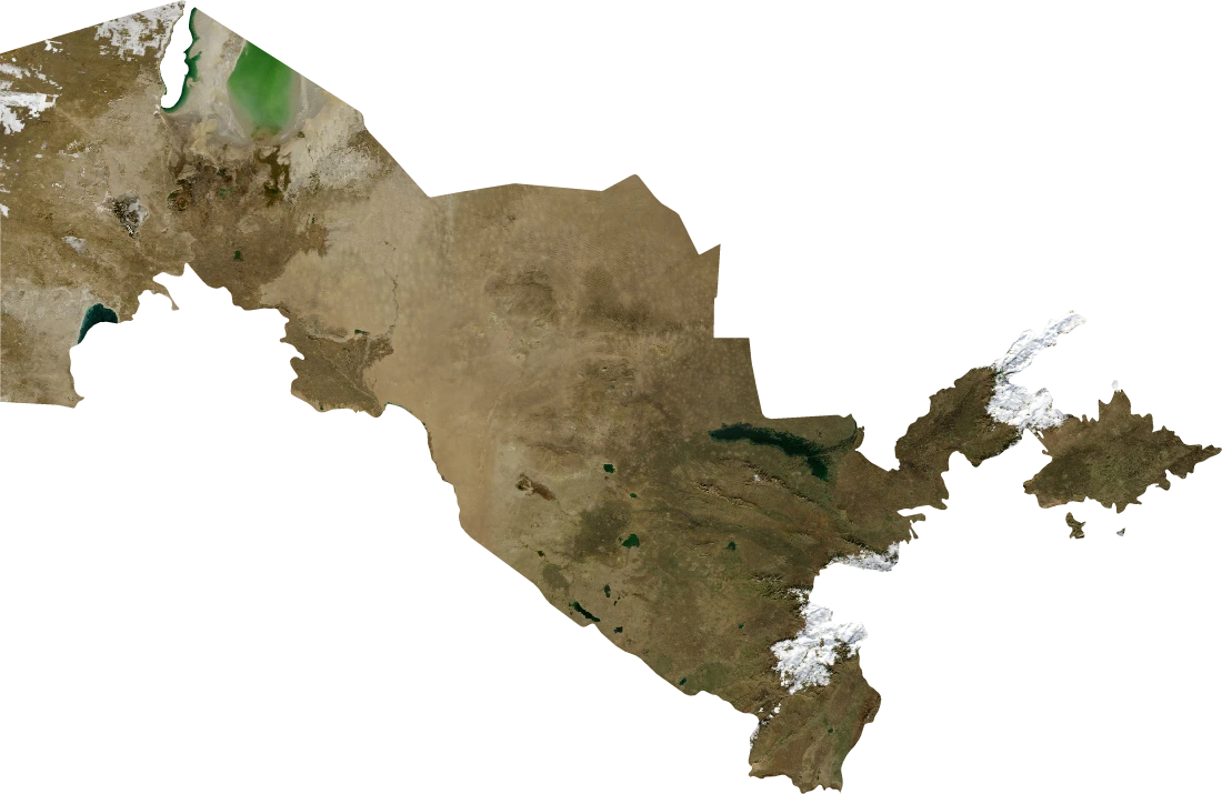 Uzbekistan, January 2004: NASA imagery clipped to the regional boundary