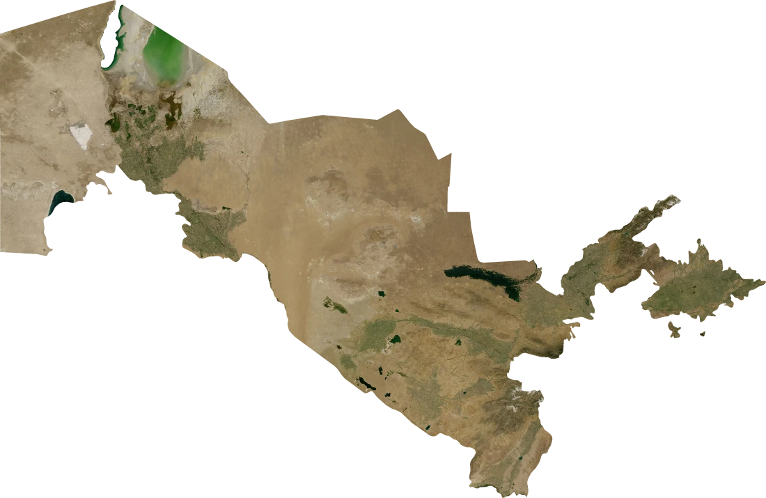 Uzbekistan, July 2004: NASA imagery clipped to the regional boundary