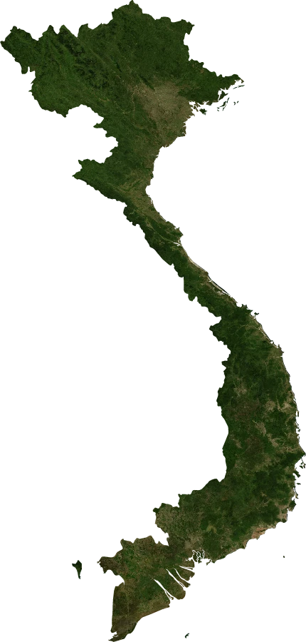 Vietnam, July 2004: NASA imagery clipped to the regional boundary