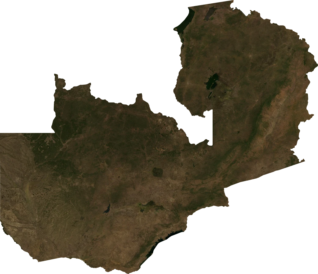 Zambia, July 2004: NASA imagery clipped to the regional boundary